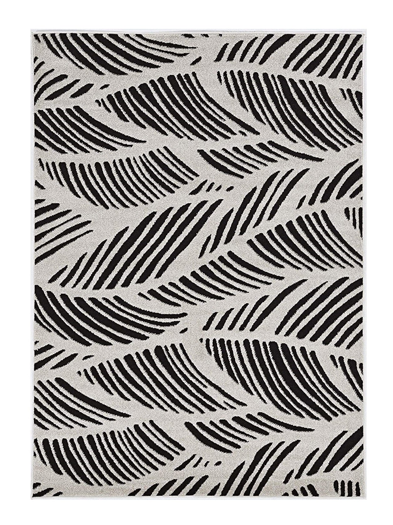 2'X4' Black White Machine Woven Uv Treated Tropical Palm Leaves Indoor Outdoor Accent Rug