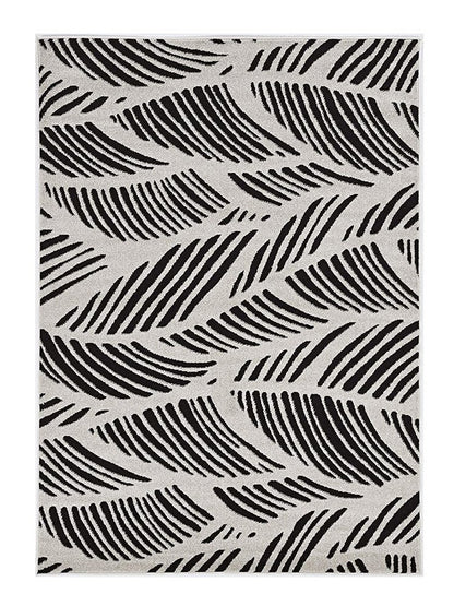 2' X 4' Black And White Abstract Indoor Outdoor Area Rug