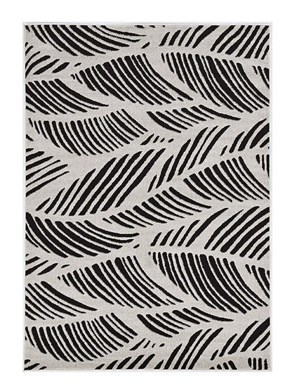 2' X 4' Black And White Abstract Indoor Outdoor Area Rug