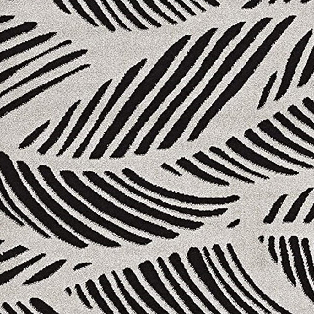 2' X 4' Black And White Abstract Indoor Outdoor Area Rug