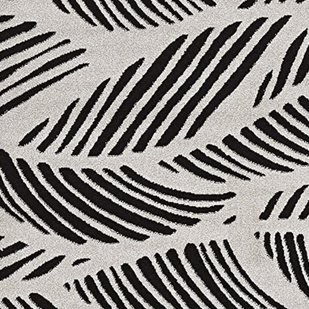 2' X 4' Black and White Abstract Indoor Outdoor Area Rug