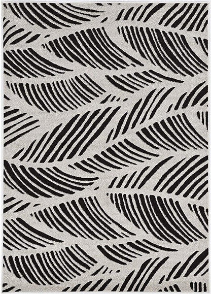 2' X 4' Black And White Abstract Indoor Outdoor Area Rug
