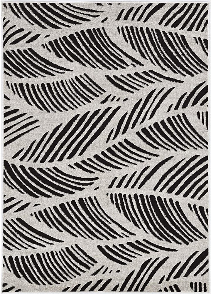 2' X 4' Black And White Abstract Indoor Outdoor Area Rug