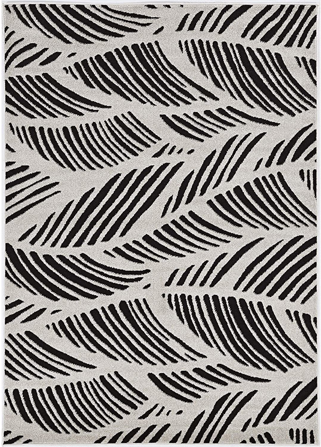 2' X 4' Black And White Abstract Indoor Outdoor Area Rug