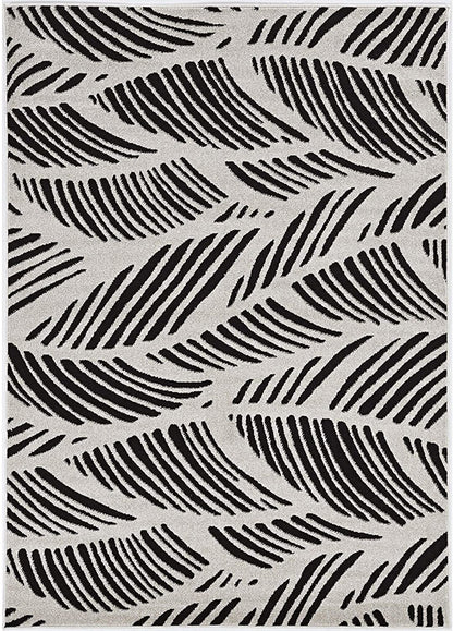 2' X 4' Black And White Abstract Indoor Outdoor Area Rug