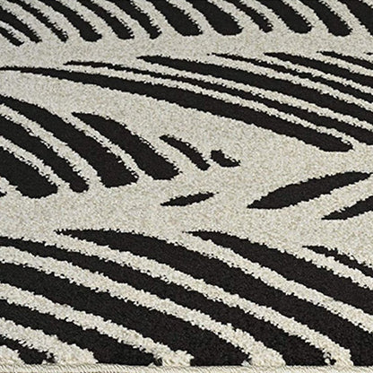 2' X 4' Black And White Abstract Indoor Outdoor Area Rug