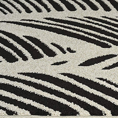 2' X 4' Black And White Abstract Indoor Outdoor Area Rug
