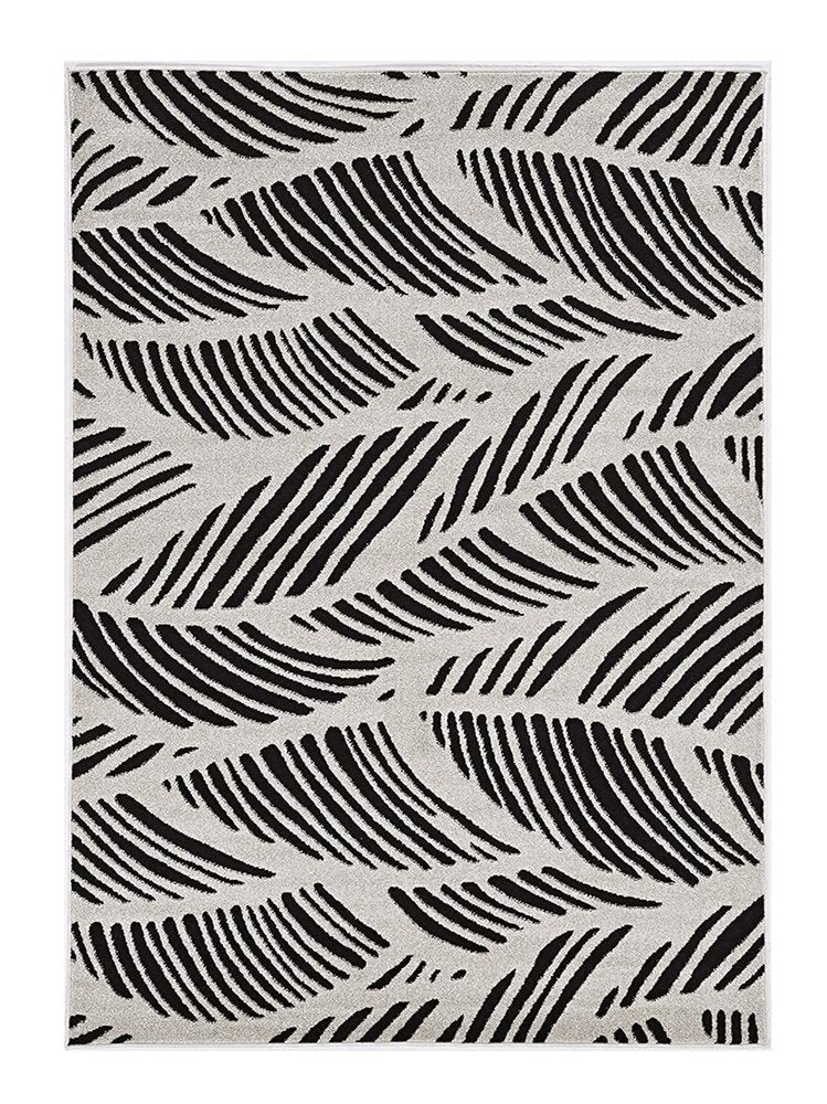 2' X 4' Black And White Abstract Indoor Outdoor Area Rug