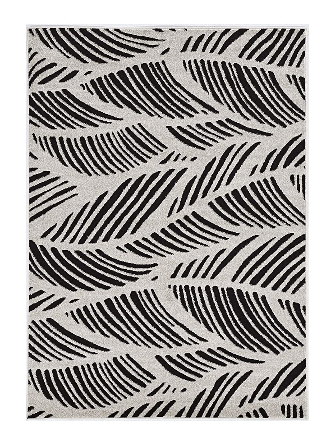 2' X 4' Black And White Abstract Indoor Outdoor Area Rug
