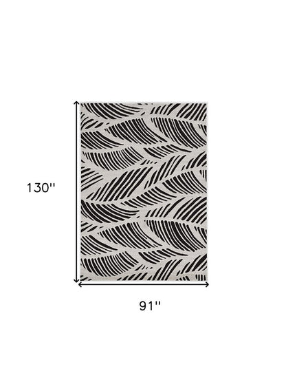 2' X 4' Black And White Abstract Indoor Outdoor Area Rug