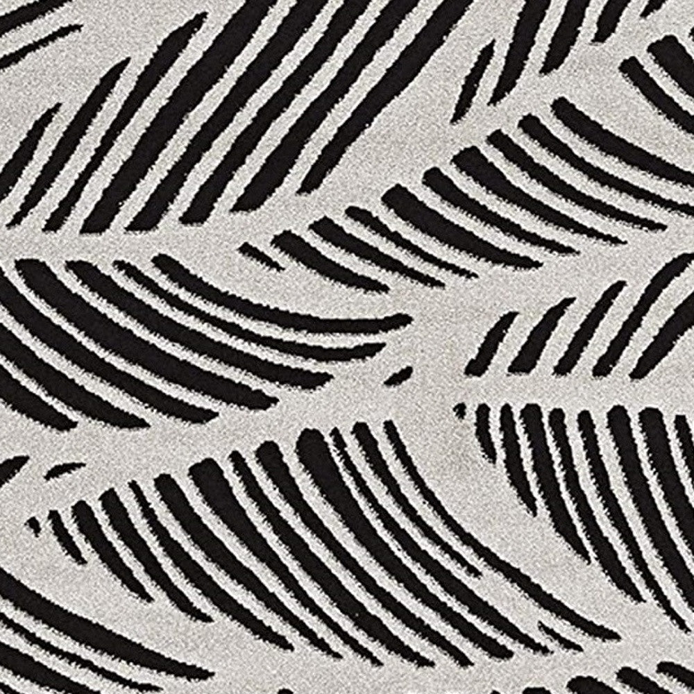 5' X 8' Black and White Abstract Indoor Outdoor Area Rug