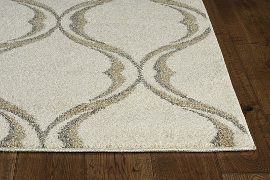5' X 8' Sand And Green Ogee Area Rug