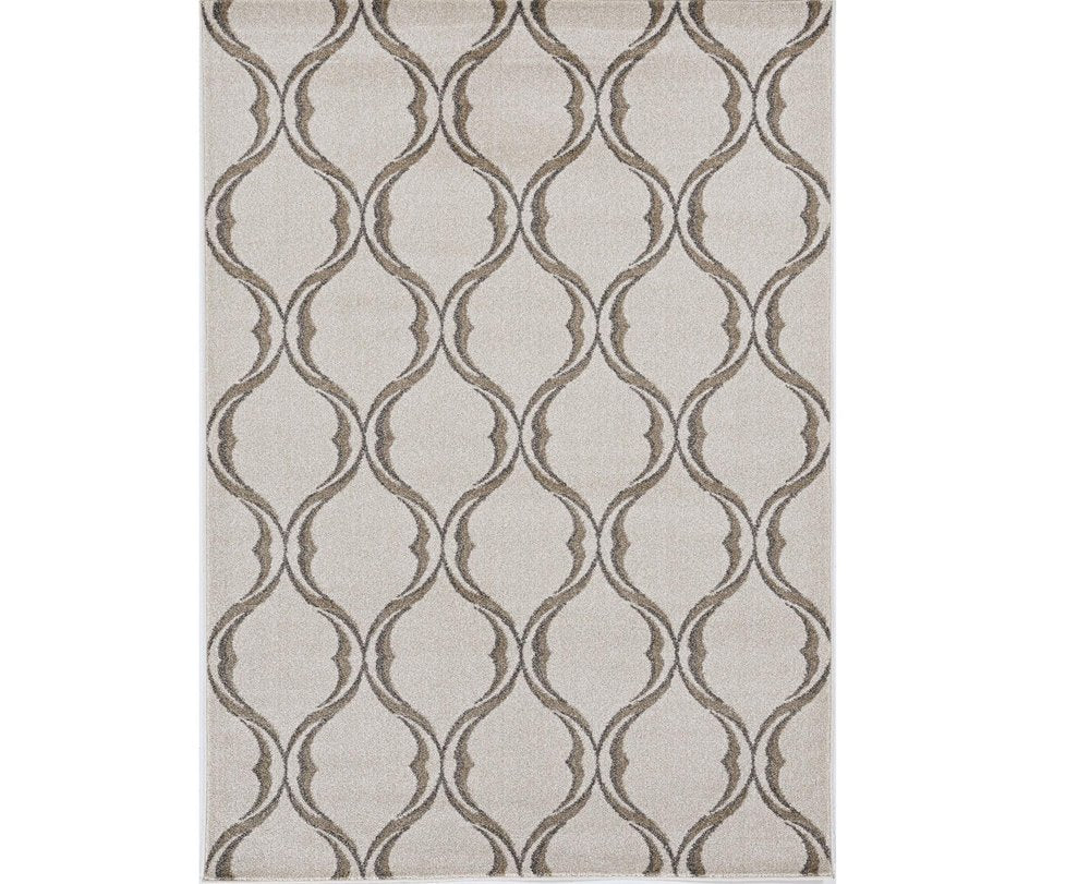 2' X 3' Sand Wavy Line Pattern Accent Rug
