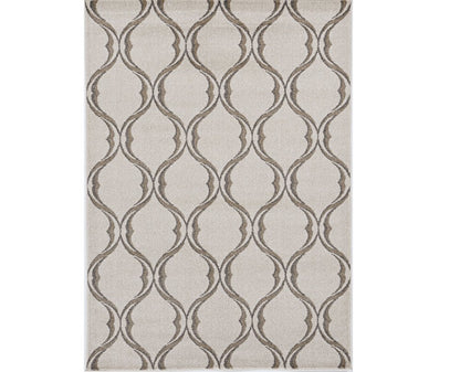 3' X 5' Sand And Green Ogee Area Rug