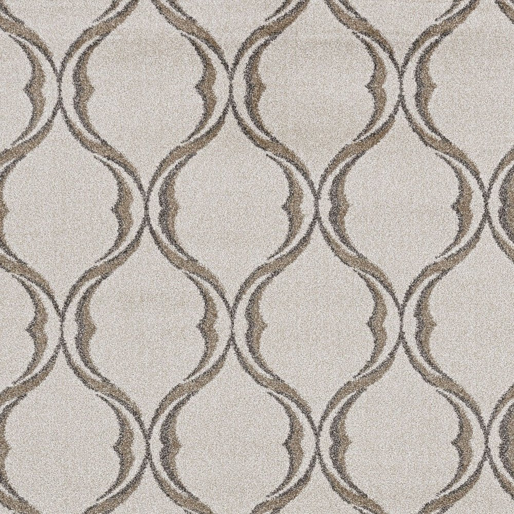 5' X 8' Sand And Green Ogee Area Rug