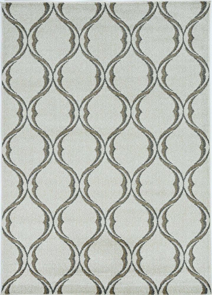 5' X 8' Sand And Green Ogee Area Rug