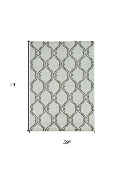 2' X 3' Sand Wavy Line Pattern Accent Rug