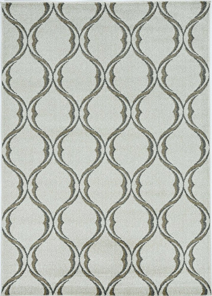 5' X 8' Sand And Green Ogee Area Rug