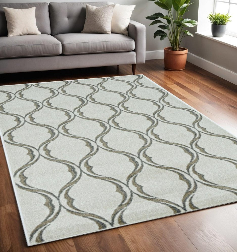 2' X 3' Sand Wavy Line Pattern Accent Rug
