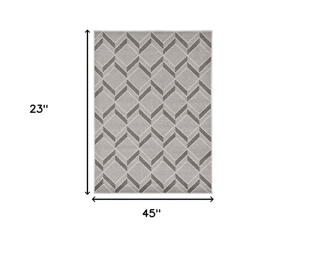 5' X 8' Gray Geometric Indoor Outdoor Area Rug