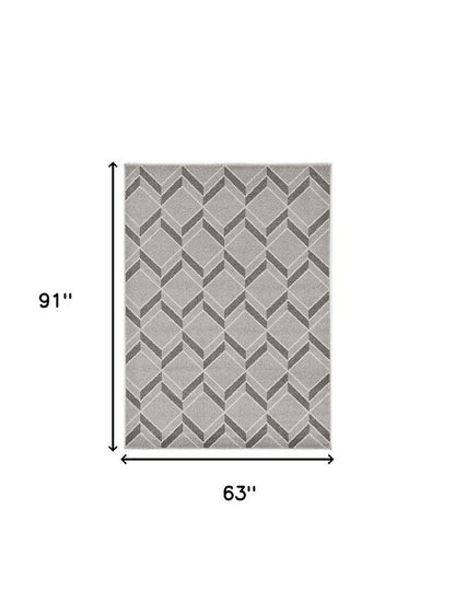 8' X 11' Gray Geometric Indoor Outdoor Area Rug