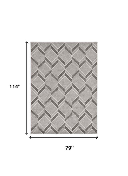 8' X 11' Gray Geometric Indoor Outdoor Area Rug