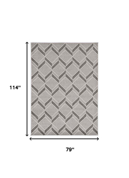 8' X 11' Gray Geometric Indoor Outdoor Area Rug
