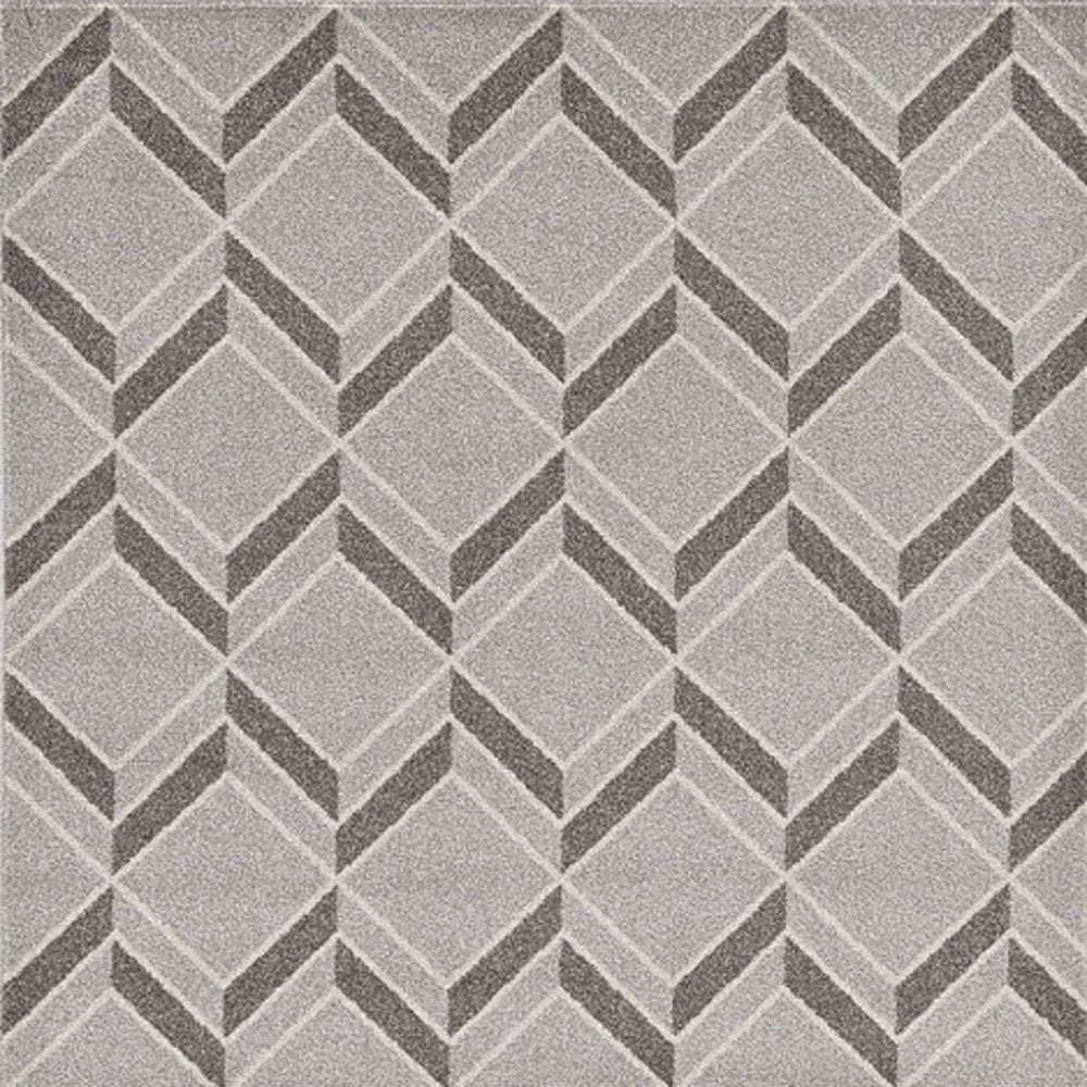 8' X 11' Gray Geometric Indoor Outdoor Area Rug