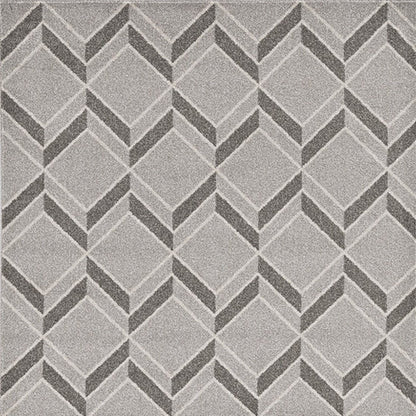 8' X 11' Gray Geometric Indoor Outdoor Area Rug