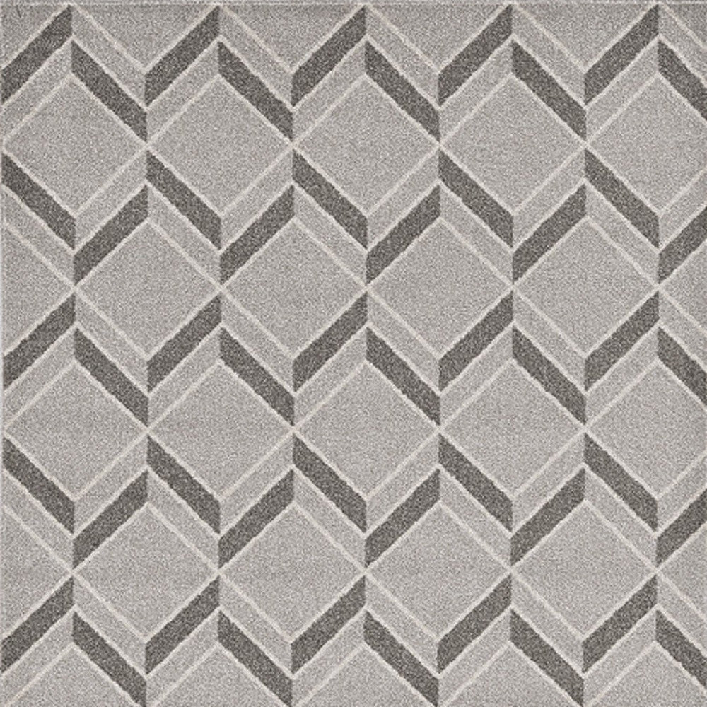 8' X 11' Gray Geometric Indoor Outdoor Area Rug