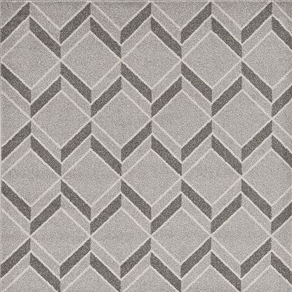 8' X 11' Gray Geometric Indoor Outdoor Area Rug