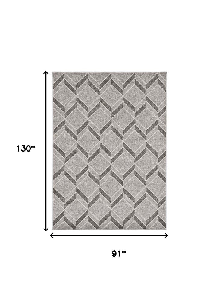 8' X 11' Gray Geometric Indoor Outdoor Area Rug