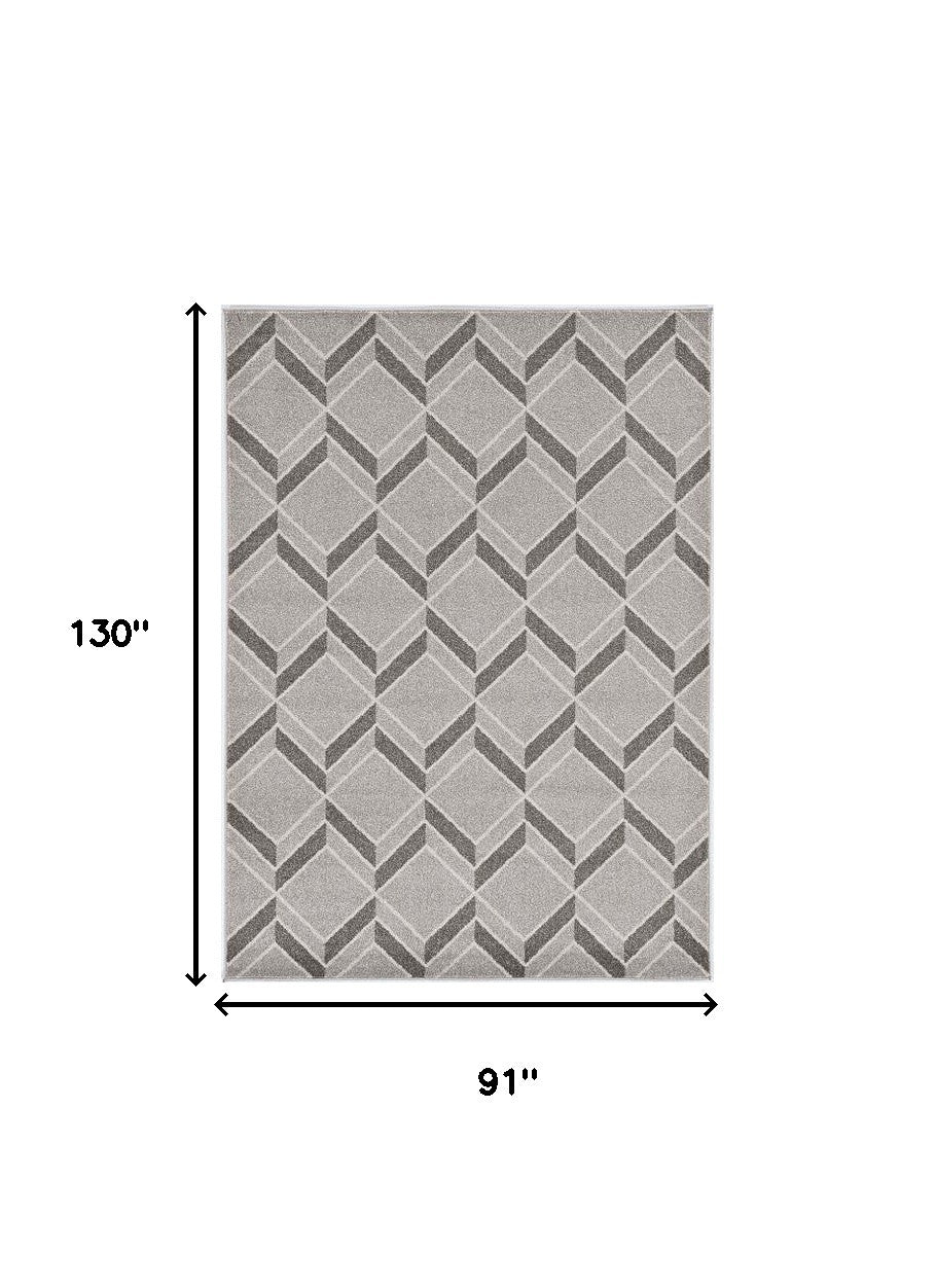 8' X 11' Gray Geometric Indoor Outdoor Area Rug