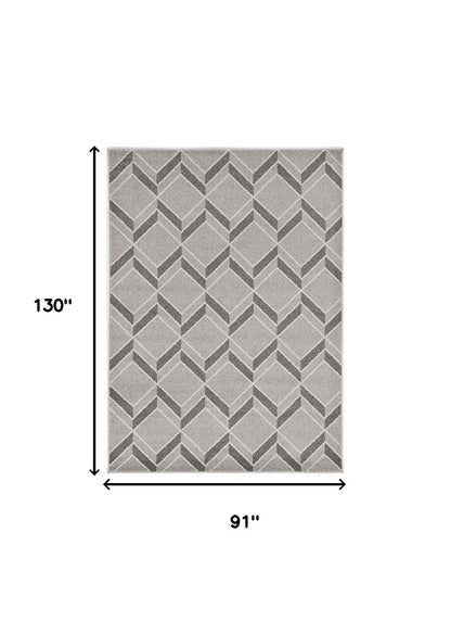 8' X 11' Gray Geometric Indoor Outdoor Area Rug