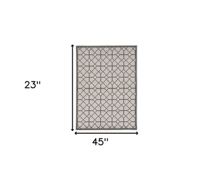 2' X 4' Ivory Geometric Indoor Outdoor Area Rug