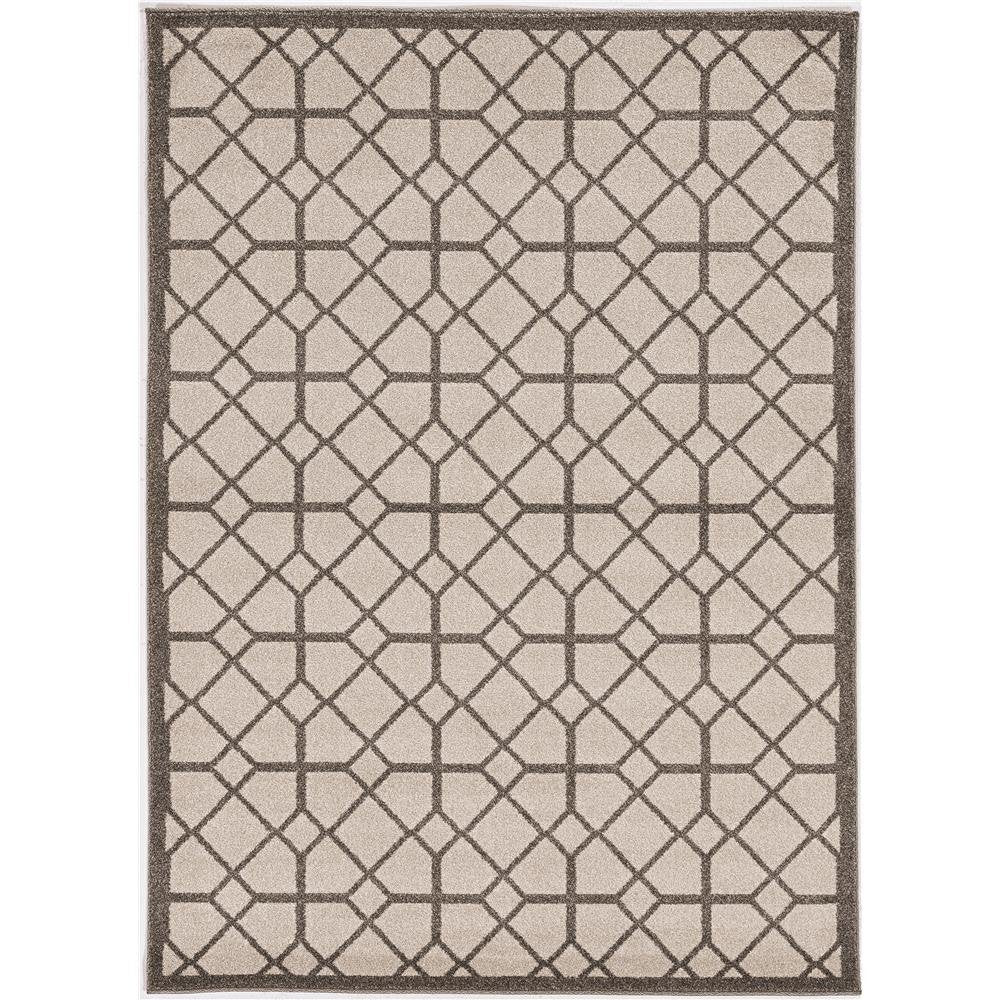 5' X 8'  Ivory Or Grey Geometric Tiles Area Rug