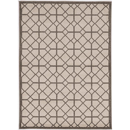 5' X 8'  Ivory Or Grey Geometric Tiles Area Rug