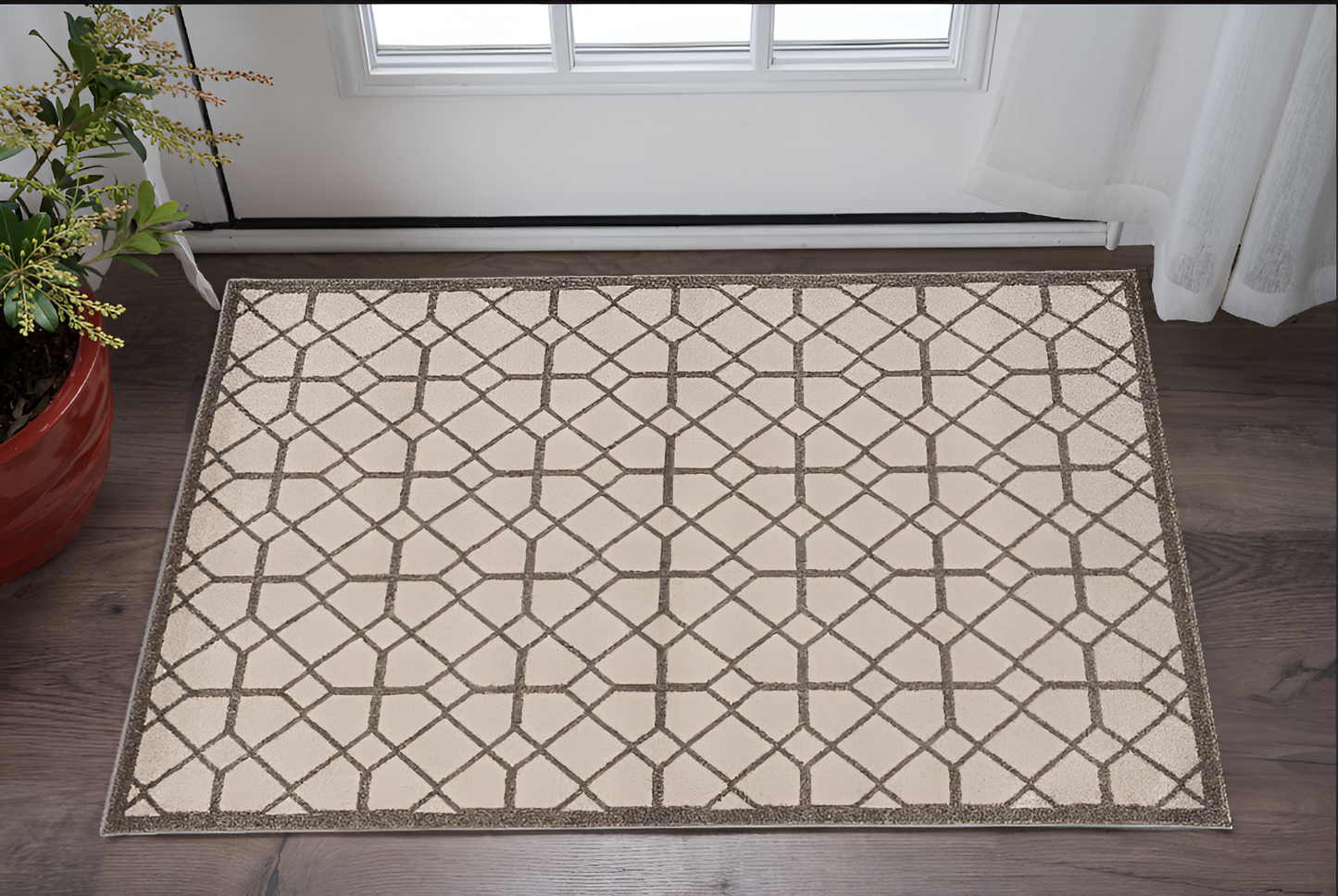 3' X 5' Ivory Or Grey Polypropylene Rug