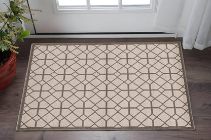 5' X 8'  Ivory Or Grey Geometric Tiles Area Rug