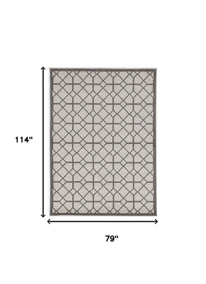 7' X 10' Gray Geometric Indoor Outdoor Area Rug