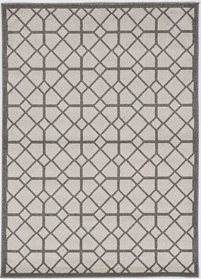 2' X 4' Ivory Geometric Indoor Outdoor Area Rug