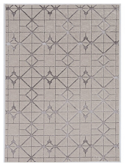 8' X 11' Ivory And Brown Geometric Area Rug