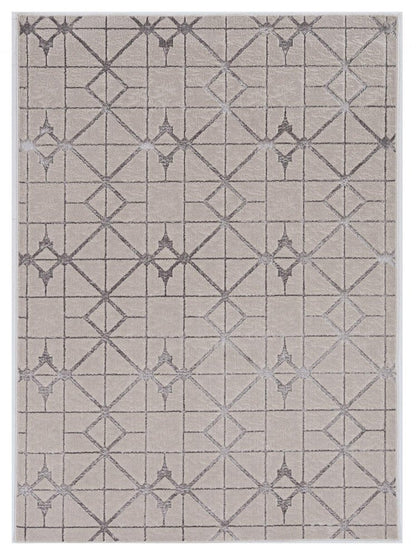 3' X 5' Ivory And Brown Geometric Area Rug