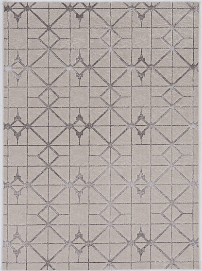 8' X 11' Ivory And Brown Geometric Area Rug