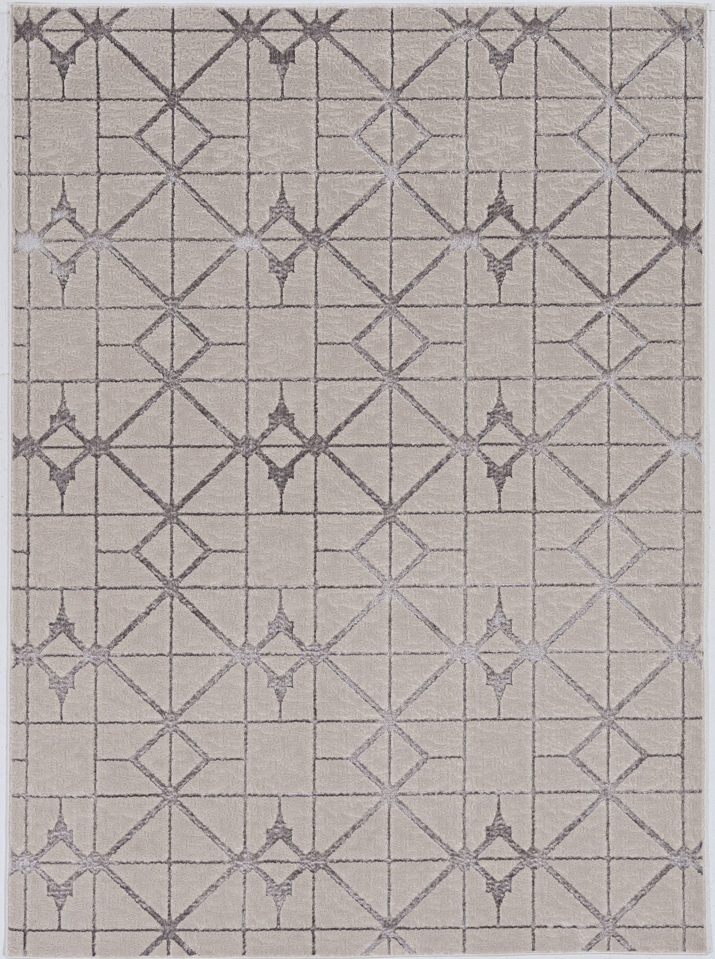 3' X 5' Gray and Ivory Geometric Area Rug