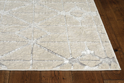 8' X 11' Ivory And Brown Geometric Area Rug