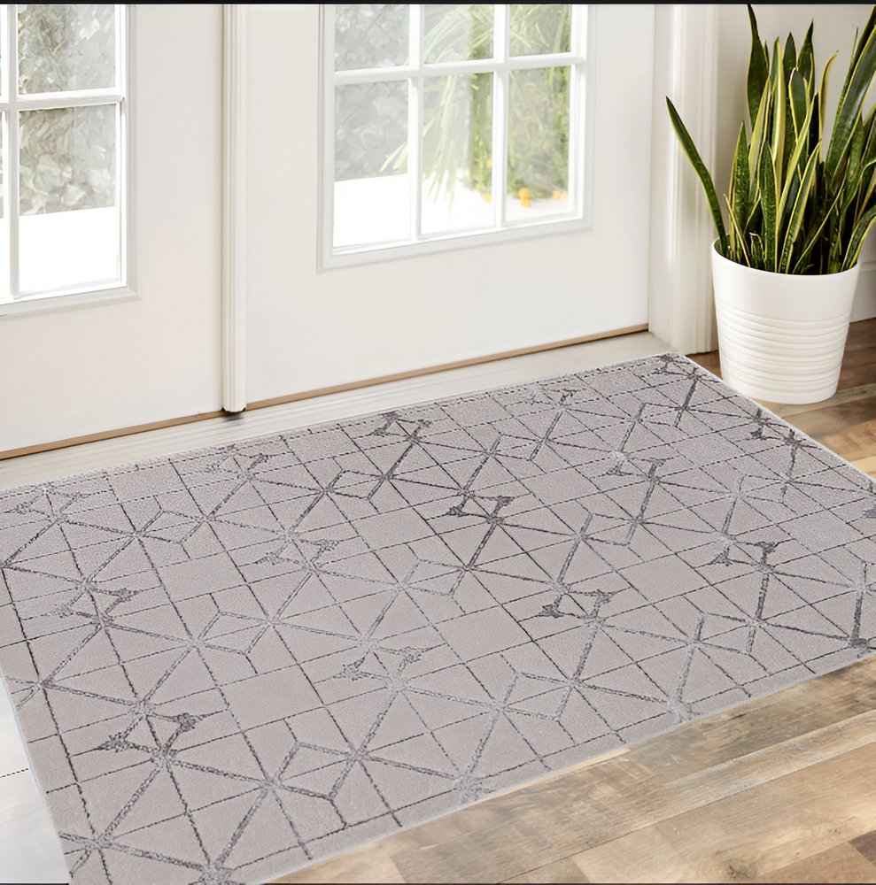 8' X 11' Ivory And Brown Geometric Area Rug