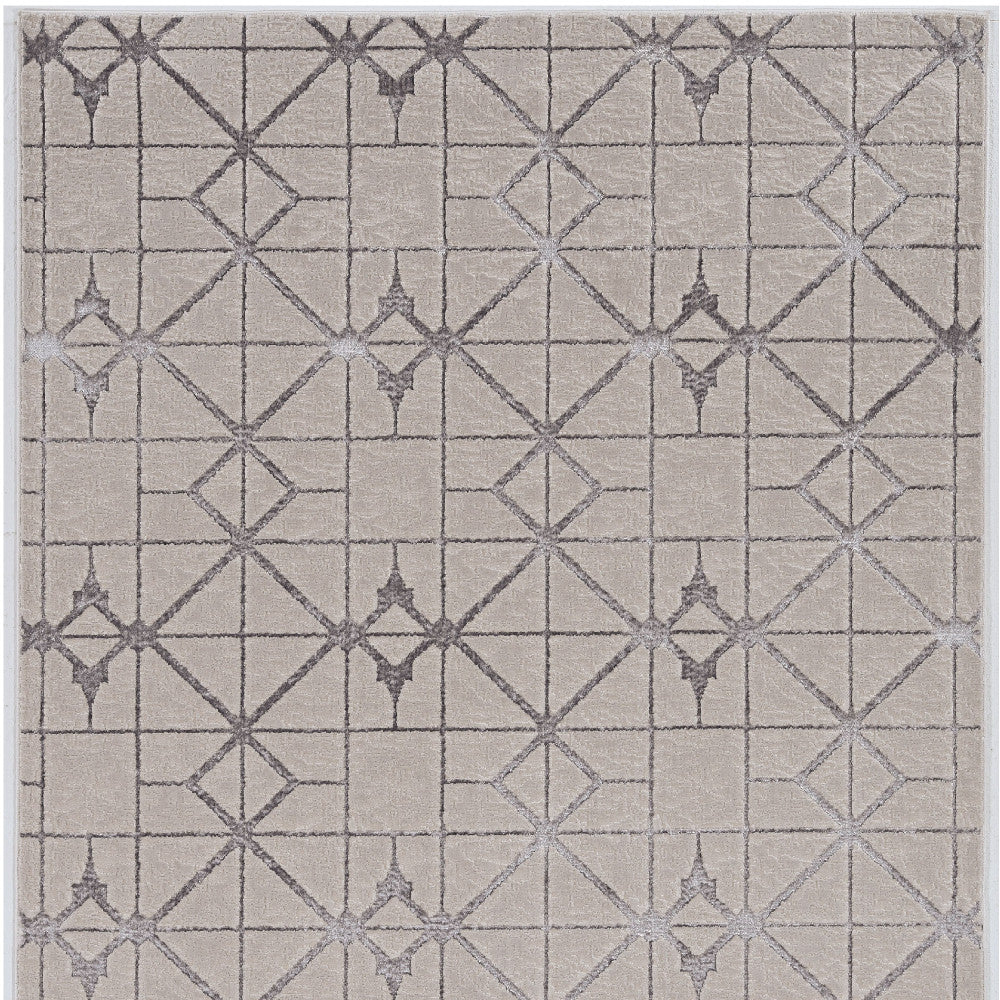 3' X 5' Gray and Ivory Geometric Area Rug