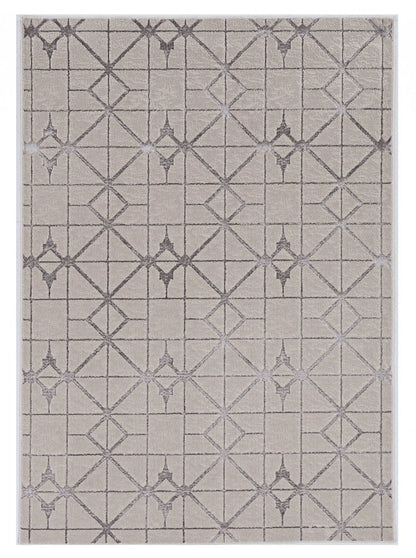 8' X 11' Ivory And Brown Geometric Area Rug