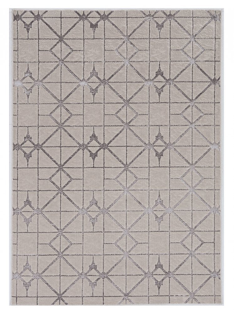 8' X 11' Ivory And Brown Geometric Area Rug